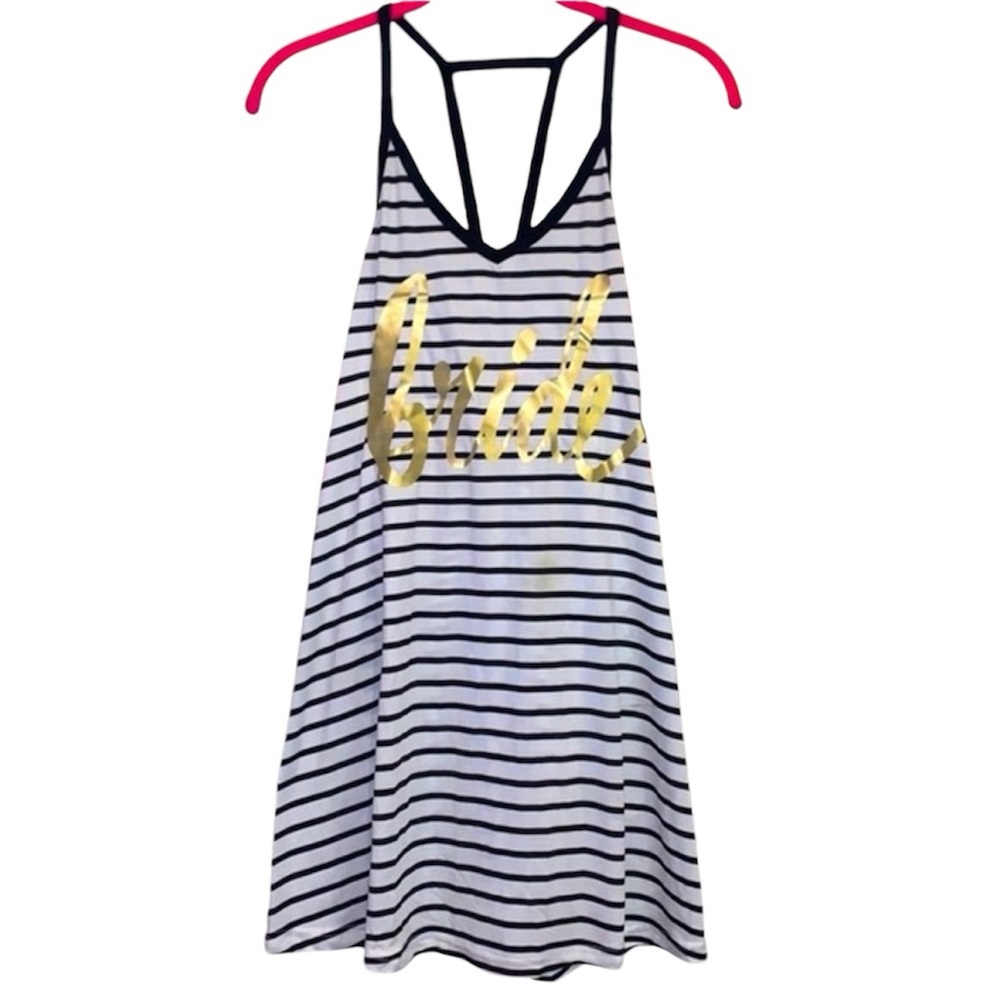 Bride White Black Striped Razorback Casual Dress Sz 2